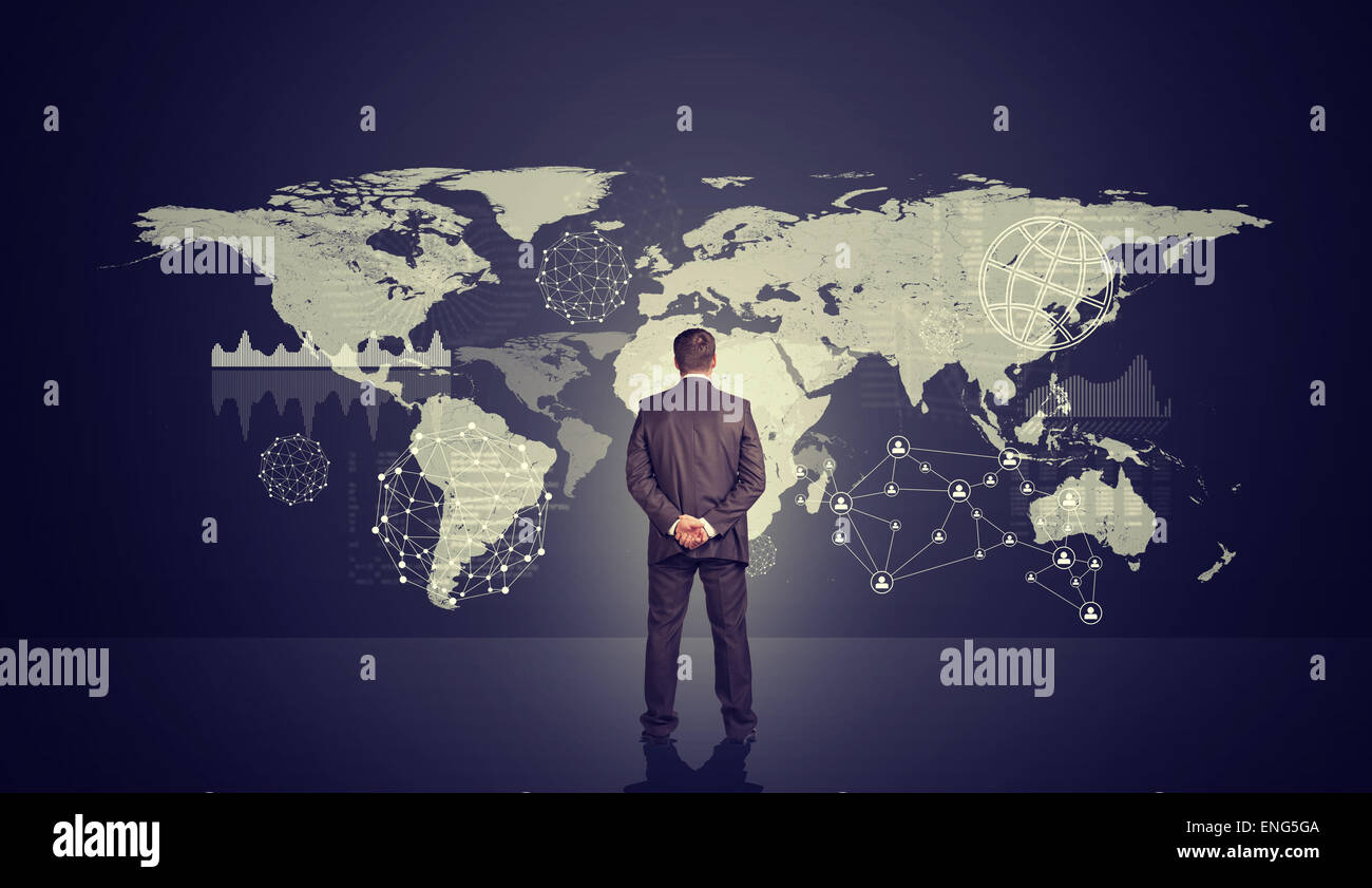 Geschäftsmann mit Hände hinter Rücken Stockfoto