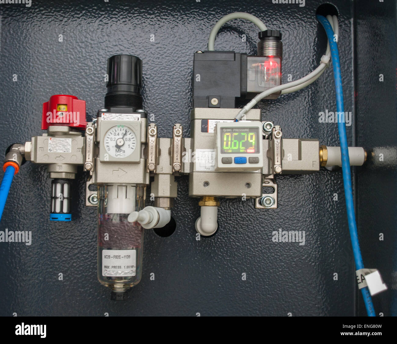 Vakuum-Flow-System mit digitaler elektronischer Zähler Stockfoto