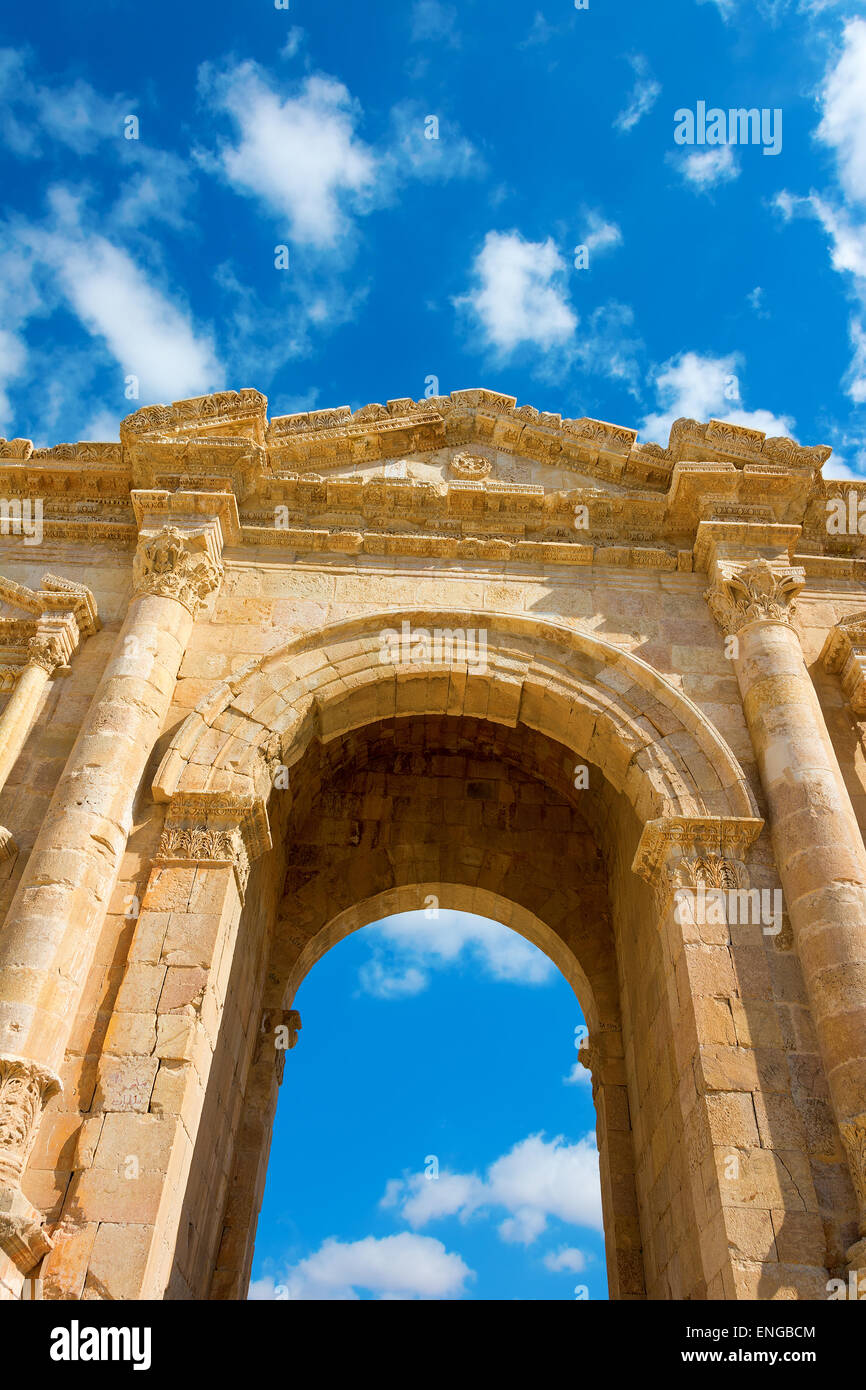 Der Bogen des Hadrian an Jersah in Jordanien Stockfoto