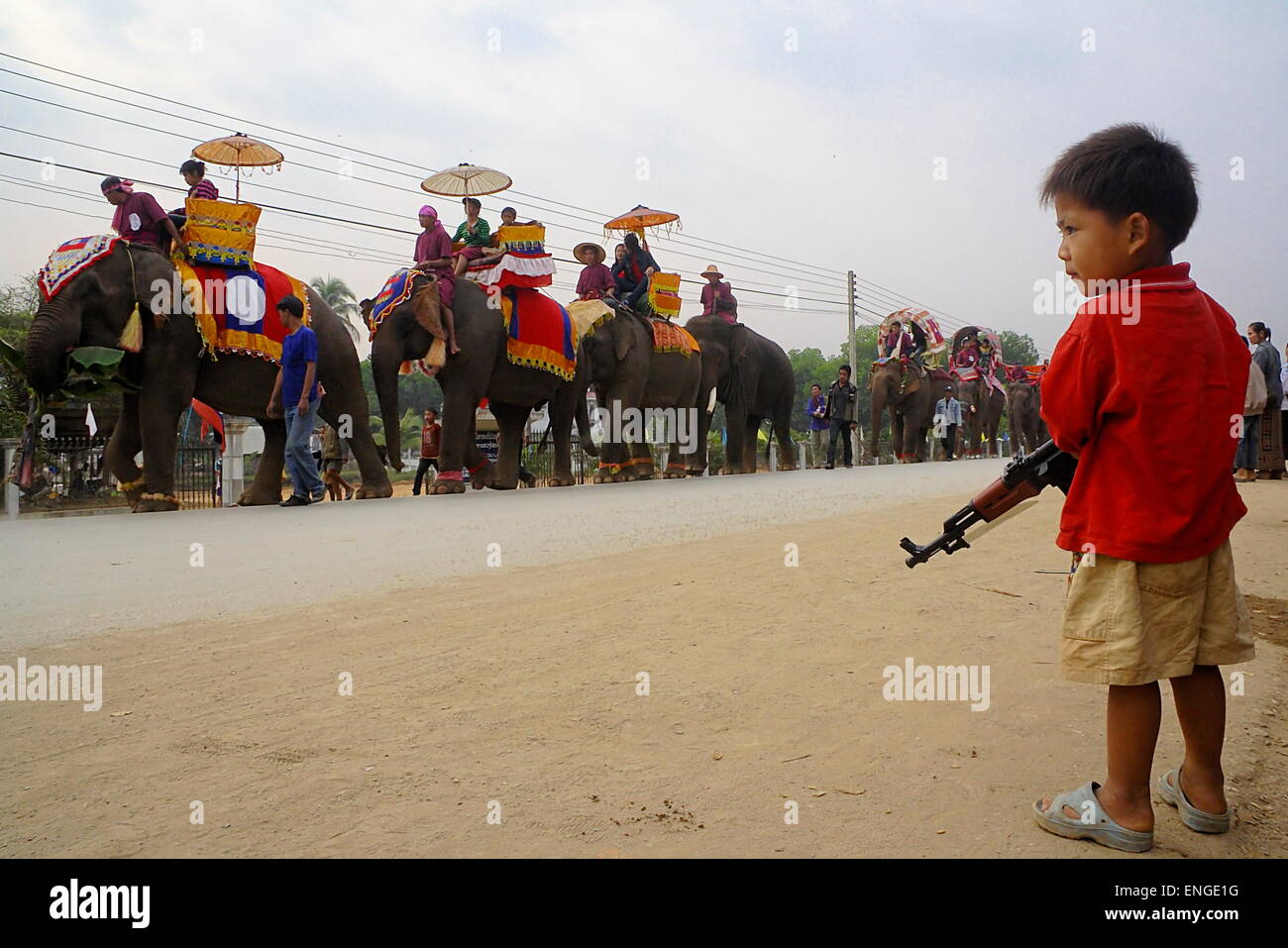 Lao Elephant Festival Sanyabouri Stockfoto