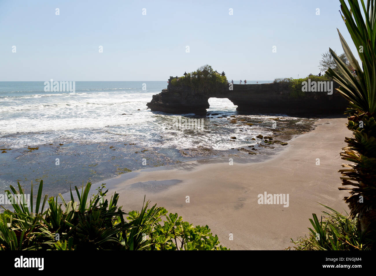 Blick auf die Tempel Pura Batu Bolong auf Bali, Indonesien Stockfoto