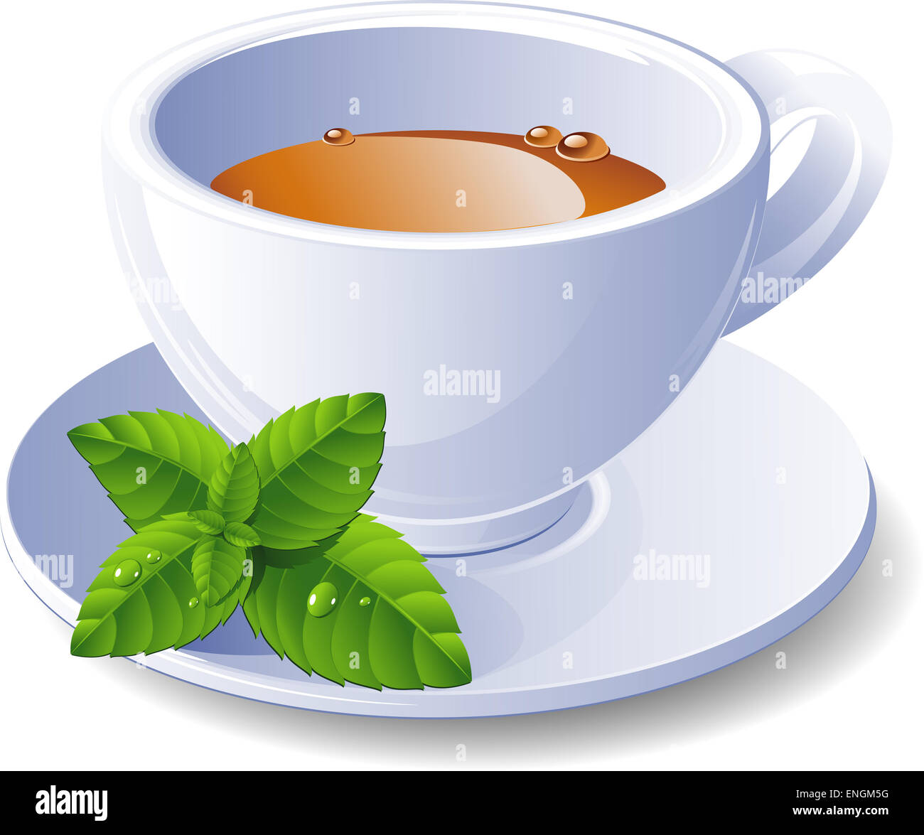 Tasse Tee mit Minze auf einem weißen Hintergrund Stockfoto