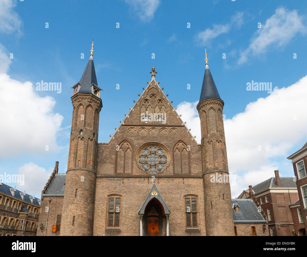 Hauptfassade der große gotische Saal der Ritter (Ridderzaal) in den Haag, Niederlande Stockfoto