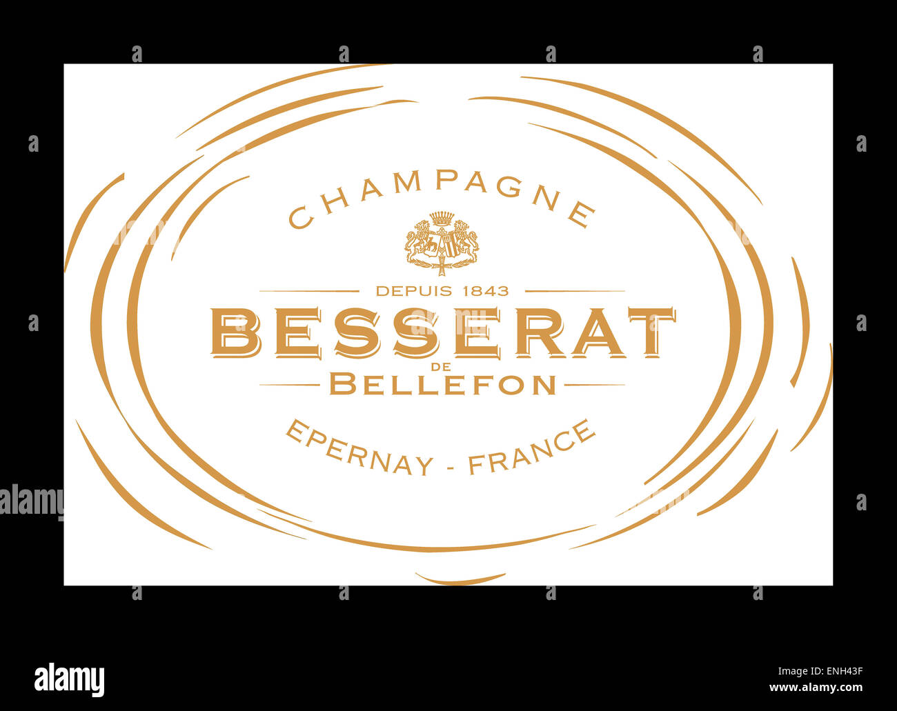 Flaschen-Etikett für Besserat Champagner de Bellefon Stockfoto