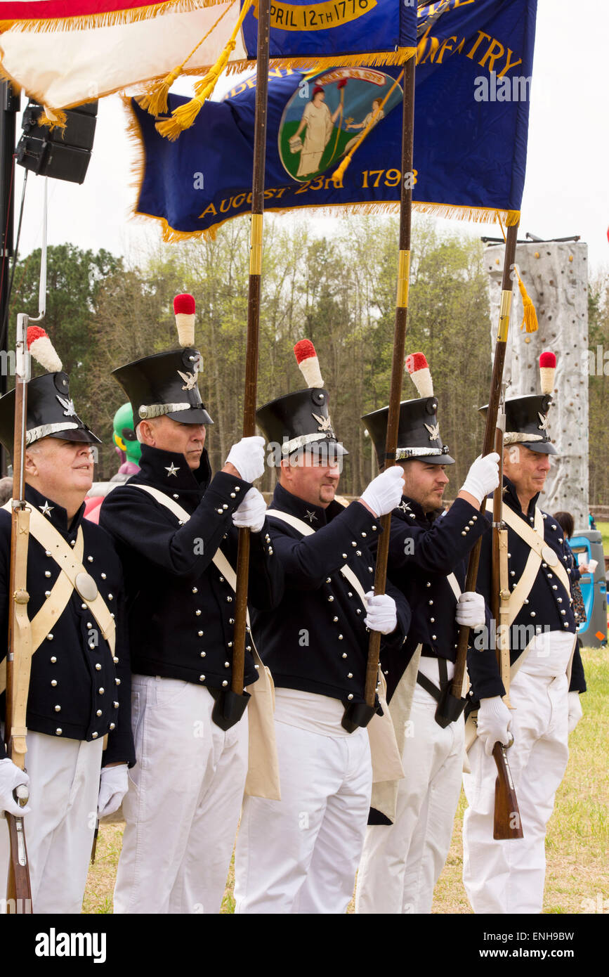 Militärische Color Guard Vintage Uniformen, Stoneybrook Hindernislauf in Raeford North Carolina, Hoke County Stockfoto