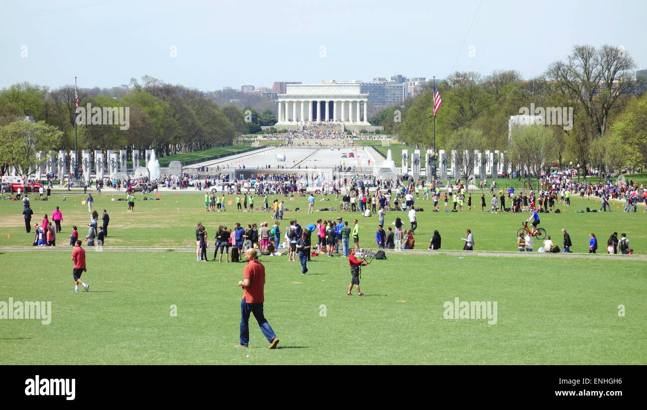 Die Mall und dem Lincoln Memorial in Washington DC im Hintergrund Stockfoto