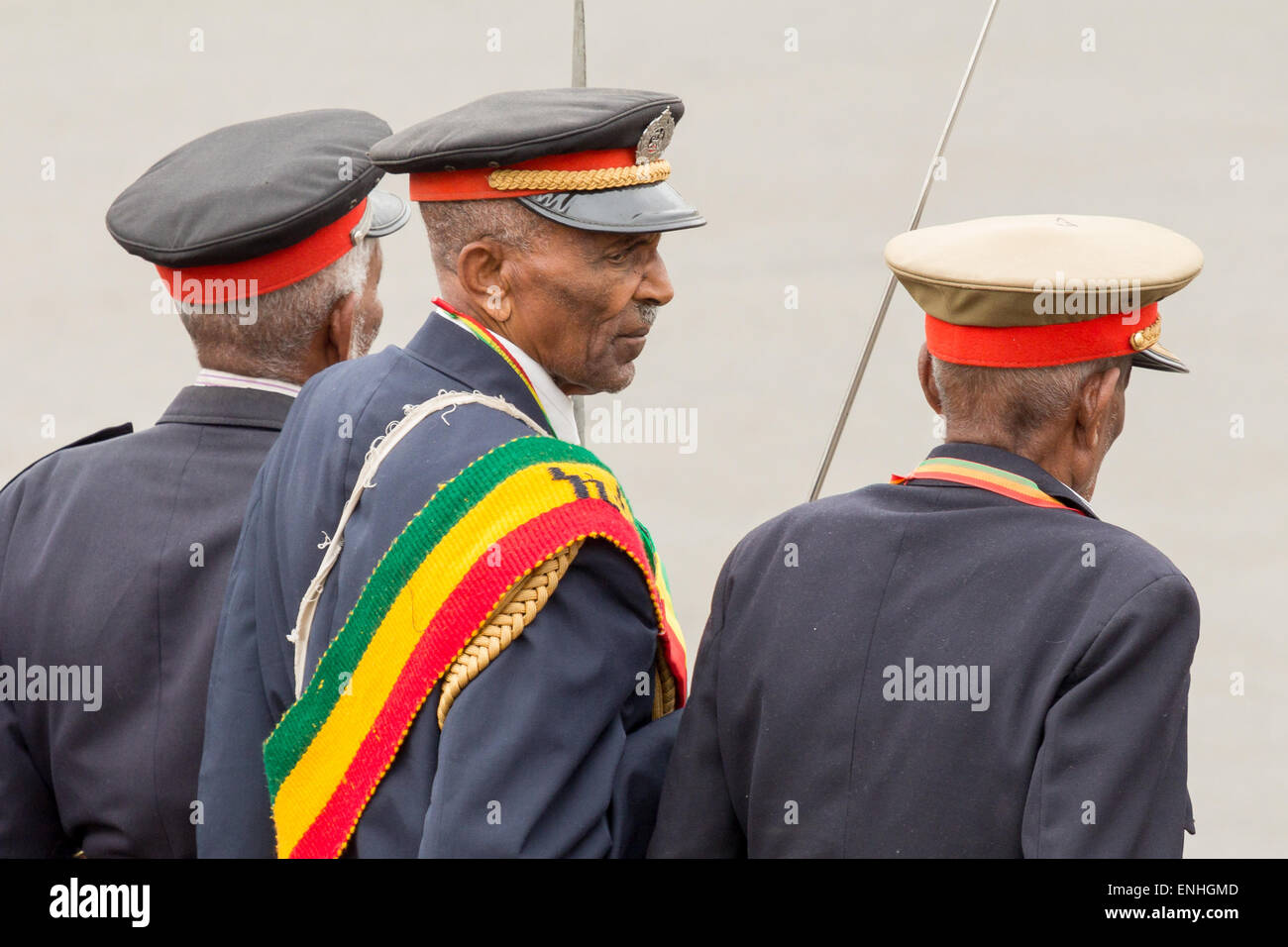 Addis Abeba, Äthiopien. 5. Mai 2015. Arbegnoch, Patrioten und alte Kriegsveteranen besuchen die 74. Jahrestag der Patriots Tag des Sieges zum Gedenken an die Niederlage der eindringenden Italiener am 5. Mai 2015 in Addis Abeba, Äthiopien. Bildnachweis: Dereje Belachew/Alamy Live-Nachrichten Stockfoto