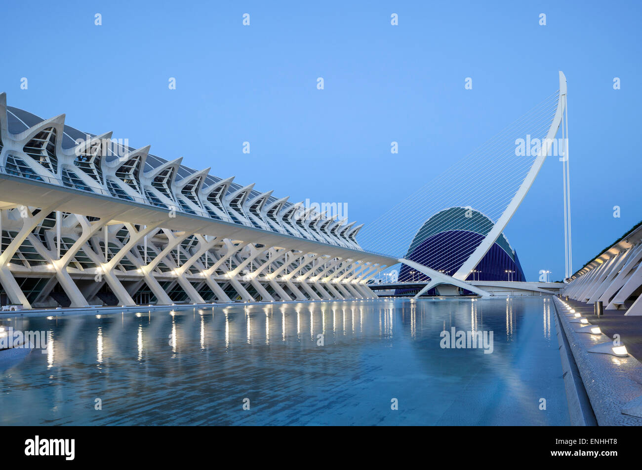 Die Stadt der Künste und Wissenschaften mit der Agora und Wissenschaftsmuseum Prinz Philip, Valencia, Spanien Stockfoto