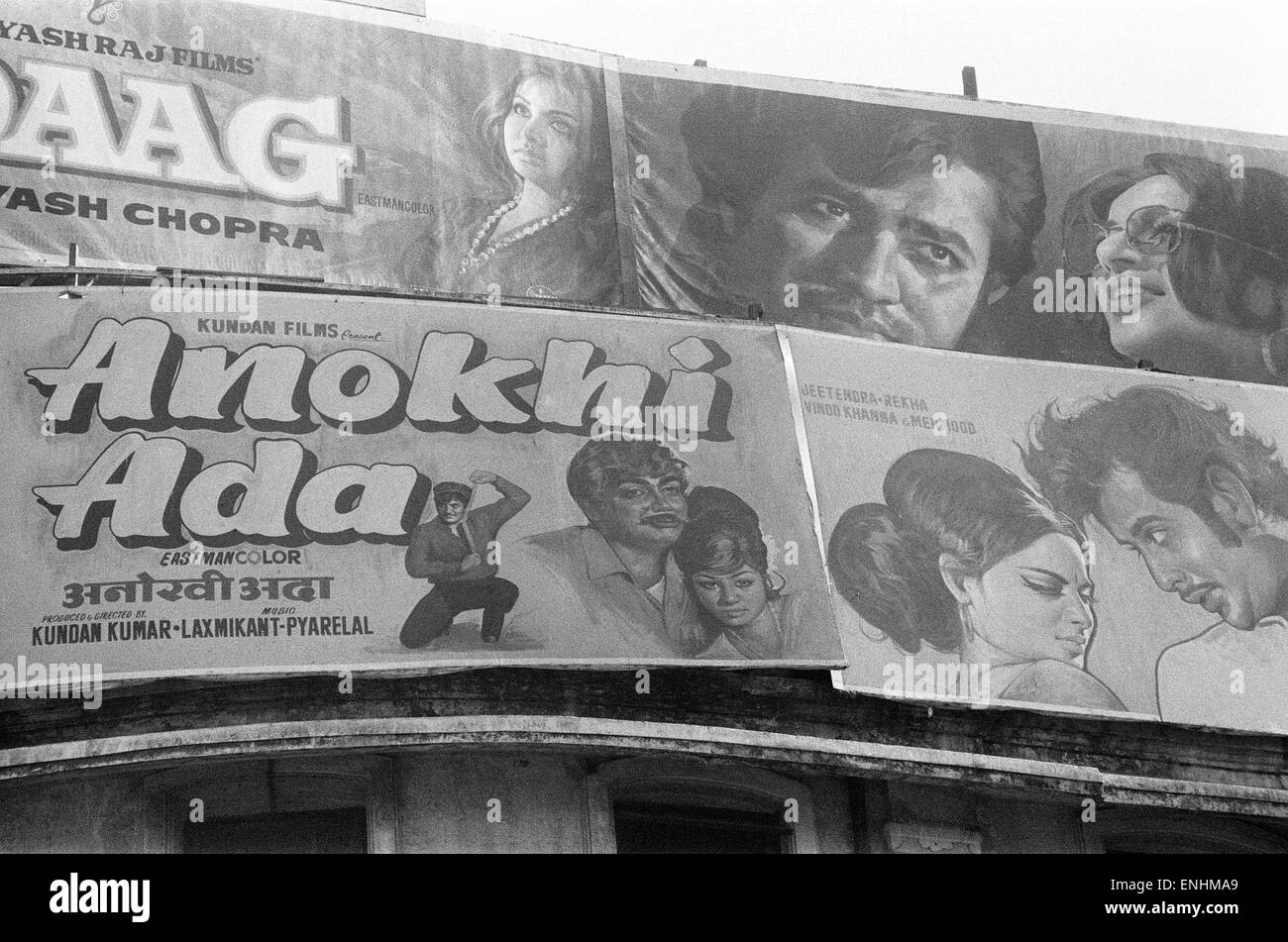 Bollywood-Film Poster, Bombay, Indien, Mai 1973. Stockfoto
