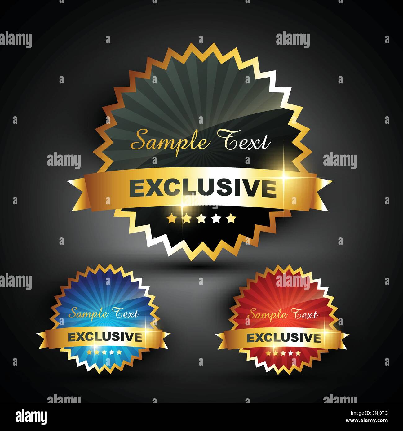 Vektor-goldene exklusive Label Zeichen Stock Vektor