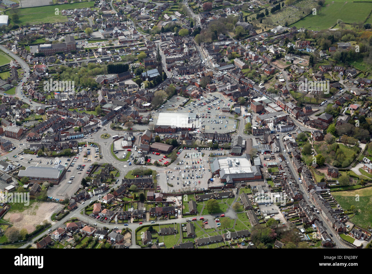 Luftaufnahme von Cheadle in Staffordshire, UK Stockfoto