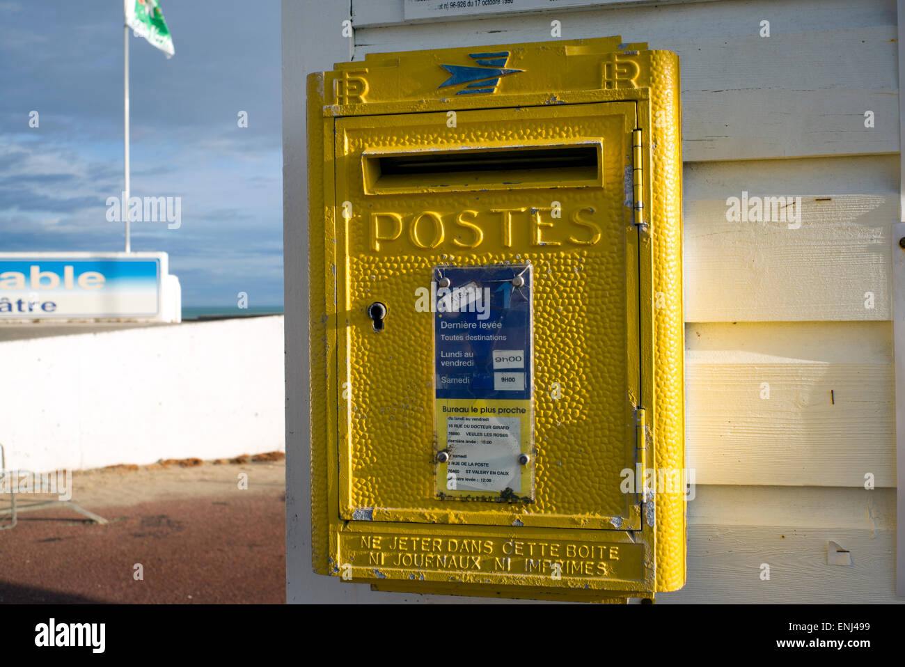 Traditionelle französische Briefkasten im Meer einstellen, Normandie, Frankreich Stockfoto