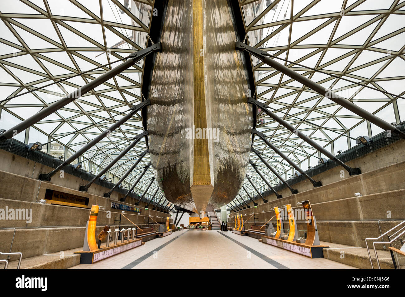 Cutty Sark ist eine britische Klipper aus dem Jahr 1869 und ist jetzt einer ständigen Museumsausstellung auf dem Display in Greenwich, England Stockfoto