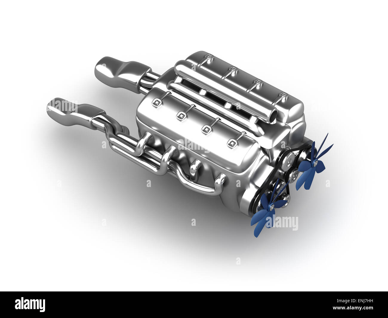 Hochleistungs-Chrom-V8-Motor Stockfoto