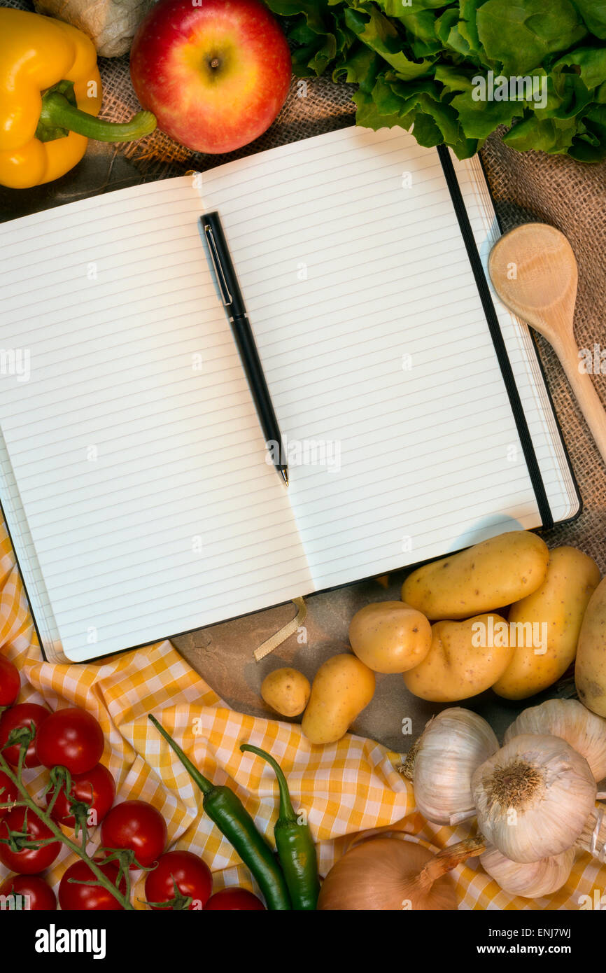 Leere Seiten ein Rezeptbuch - Platz für text Stockfoto