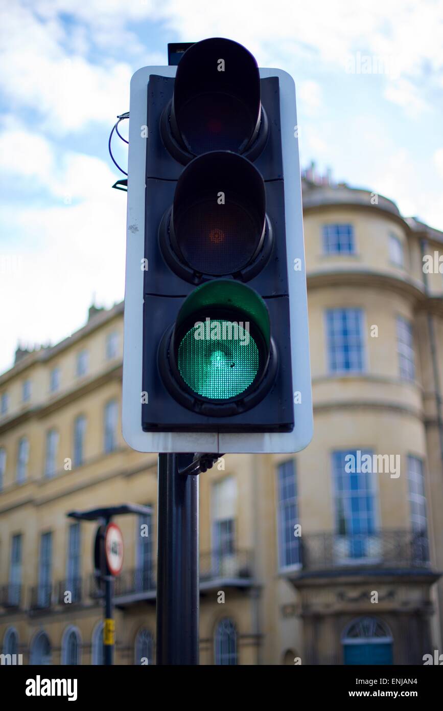 Grünes Licht an Kreuzung Bad Somerset UK Stockfoto