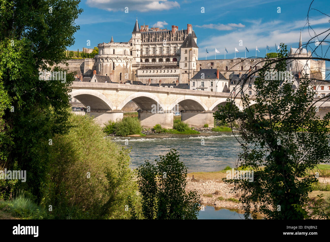 Schloss und Brücke über die Loire, Amboise Stockfoto