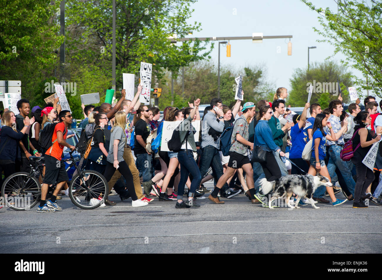 Baltimore Demo Protest Marsch nach dem Tod von Freddie Gray Stockfoto