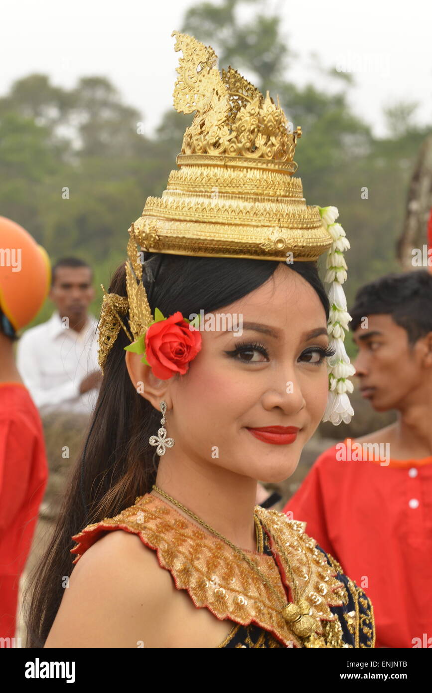 Porträt einer Apsara Tänzerin in Angkor Wat in Siem Reap, Kambodscha Stockfoto