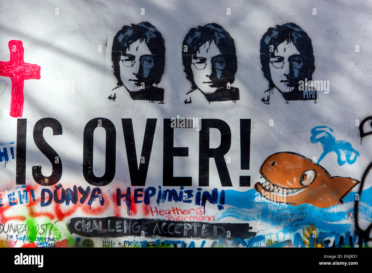 John Lennon Wall Prag Mala Strana Tschechische Republik Stockfoto