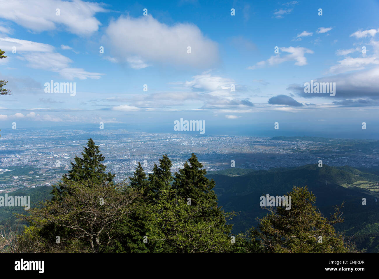 Gesamtansicht von oben Mt.Ooyama,Isehara Stadt, Kanagawa, Präfektur Hiroshima, Japan Stockfoto