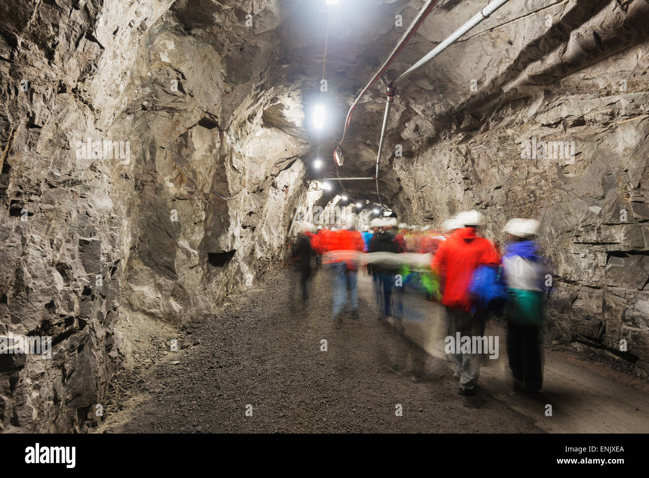 LKAB-Bergbau-Tour, meine größte unterirdische Eisenerz in der Welt, Kiruna, Lappland, Arctic Circle, Schweden, Skandinavien, Europa Stockfoto