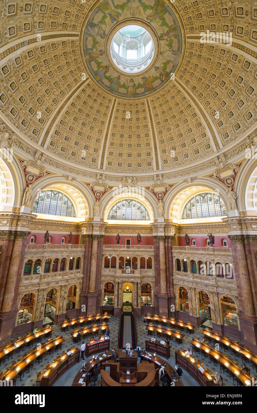 Die große Halle in der Thomas Jefferson Building, Library of Congress, Washington DC, Vereinigte Staaten von Amerika, Nordamerika Stockfoto