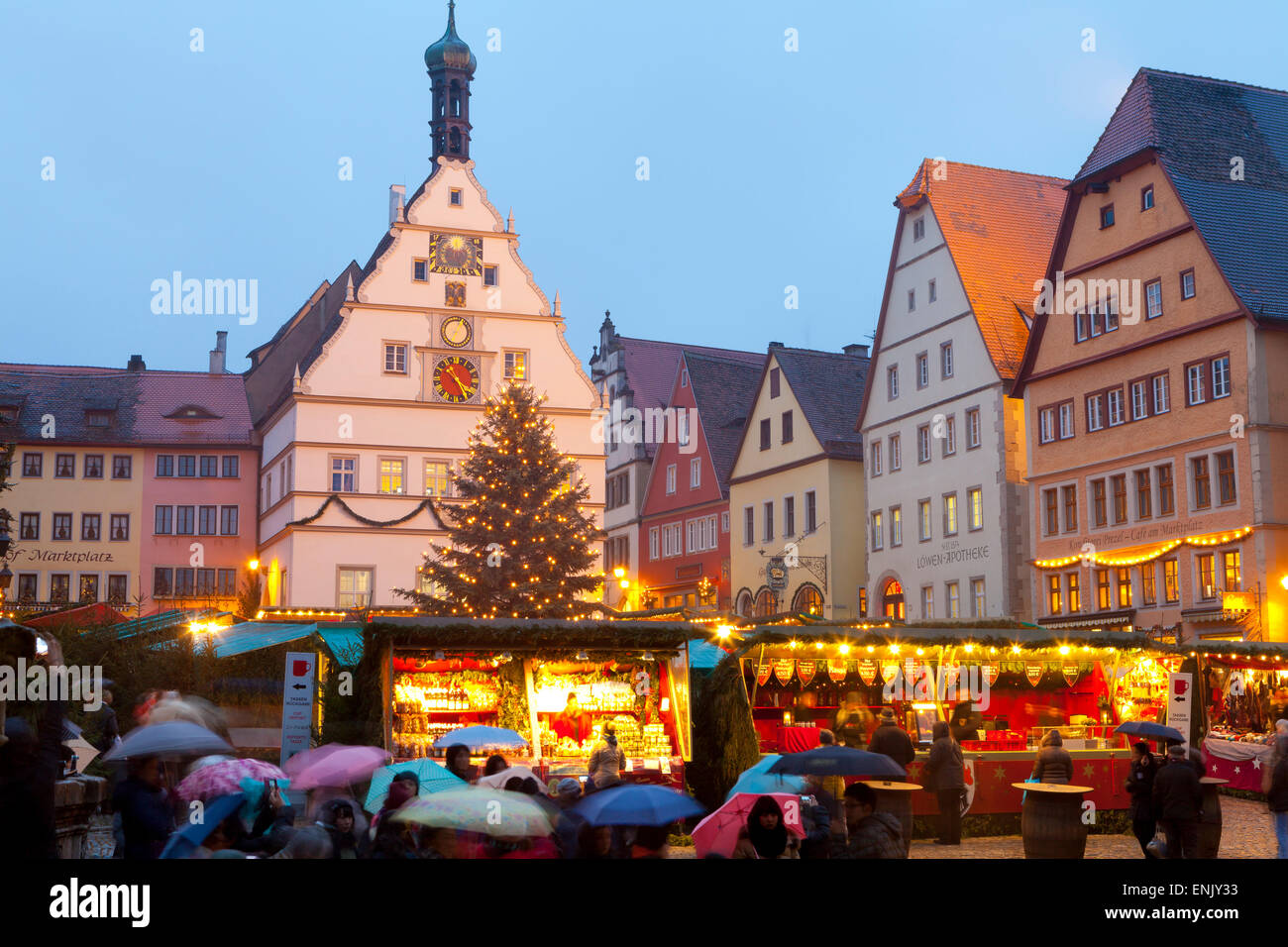 Weihnachtsmarkt, Rothenburg Ob der Tauber, Bayern, Deutschland, Europa Stockfoto