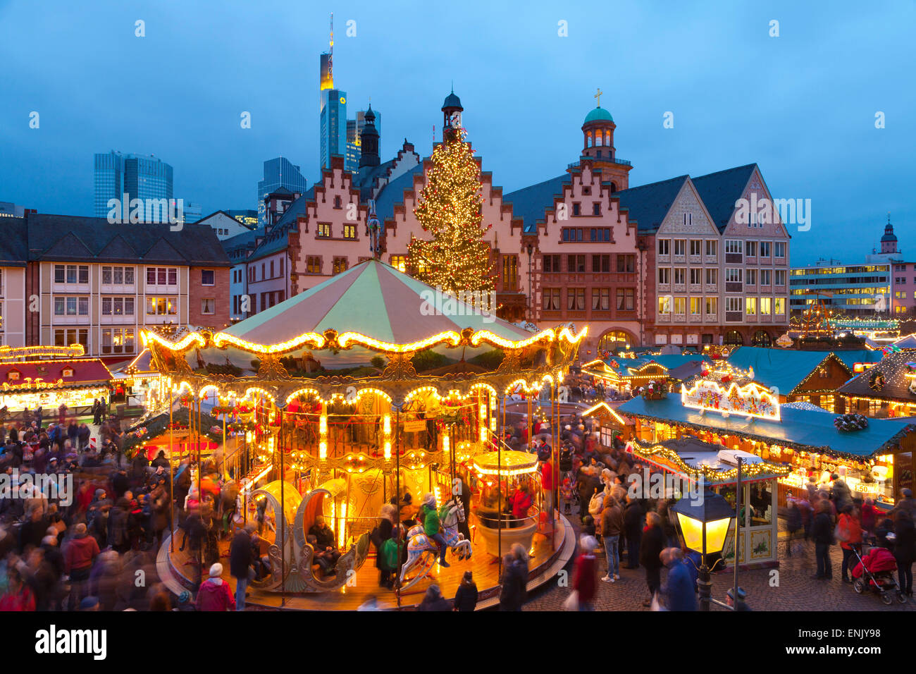 Weihnachtsmarkt in Romerberg, Frankfurt am Main, Deutschland, Europa Stockfoto