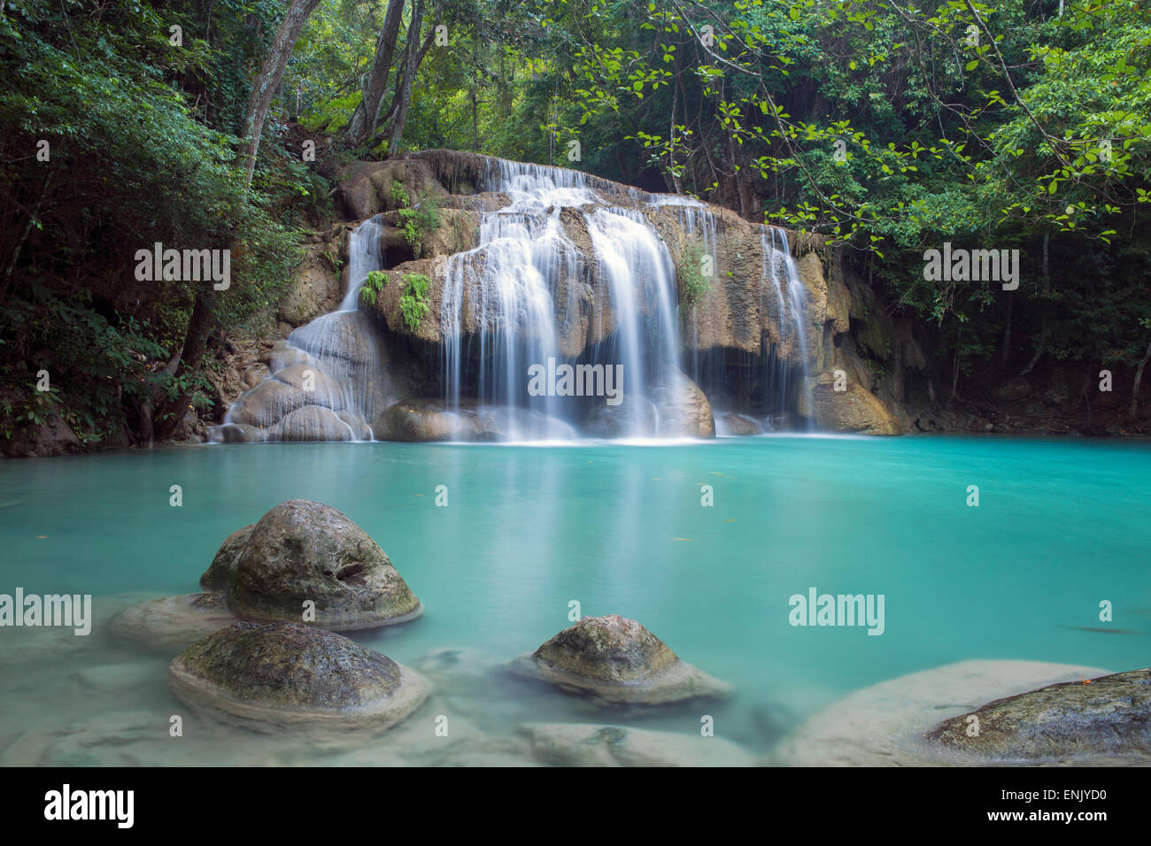 Erawan Wasserfälle, Kanchanaburi, Thailand, Südostasien, Asien Stockfoto