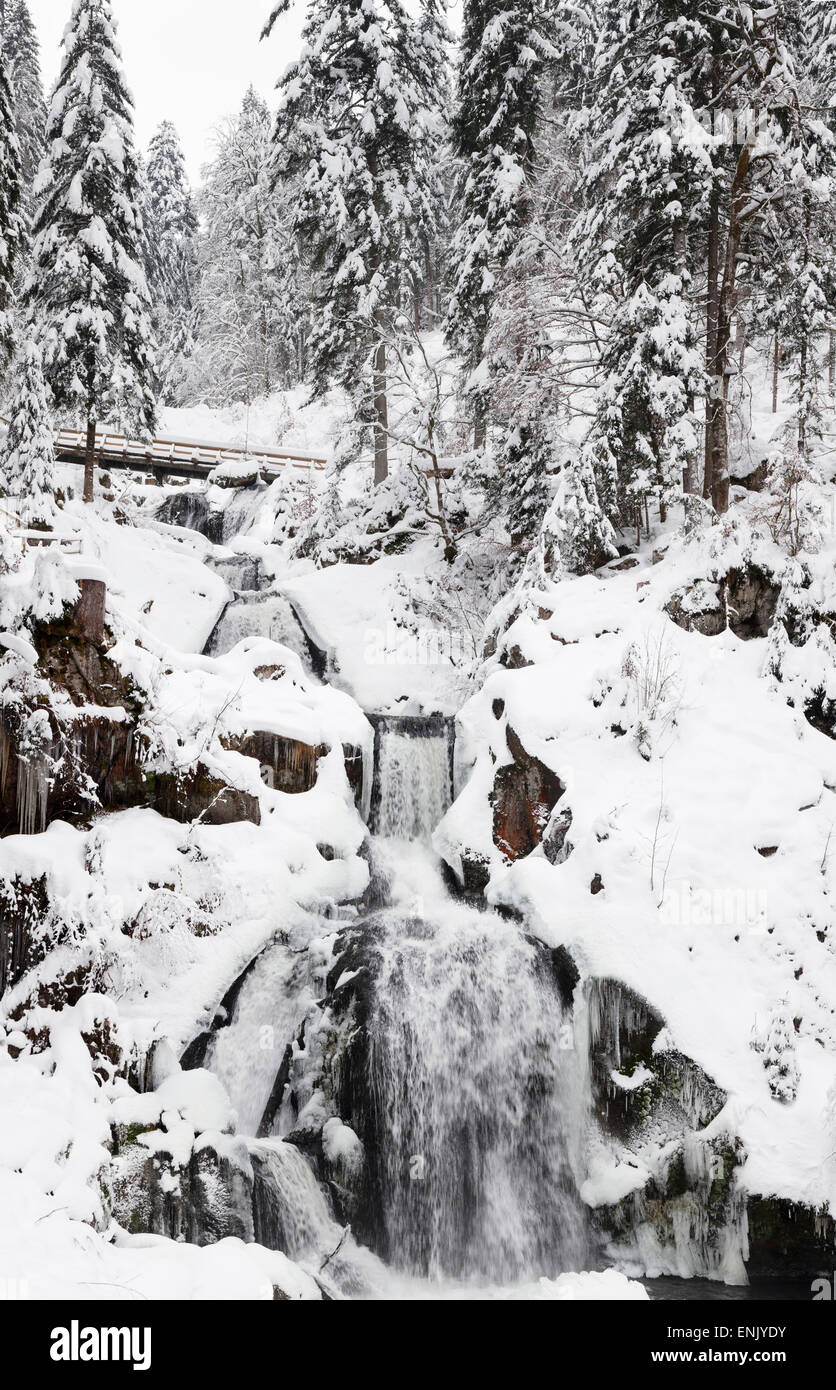 Triberger Wasserfälle im Winter, Triberg, Schwarzwald, Baden-Wurttemberg, Deutschland, Europa Stockfoto