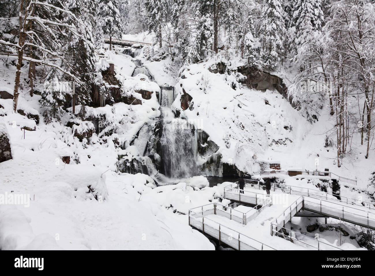 Triberger Wasserfälle im Winter, Triberg, Schwarzwald, Baden-Wurttemberg, Deutschland, Europa Stockfoto