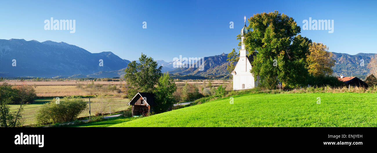 Bin Ramsachkircherl Kirche, Murnauer Moos Moor, Murnau, Staffelsee, Oberbayern, Bayern, Deutschland, Europa Stockfoto