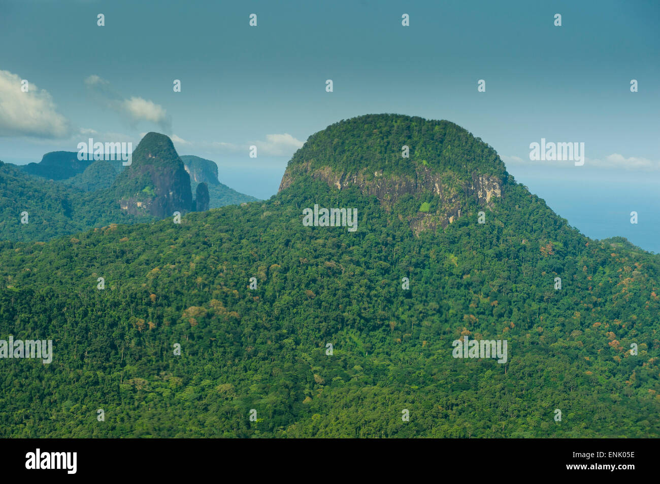 Luftaufnahme des UNESCO-Biosphären-Reservat, Principe, Sao Tome und Principe, Atlantik, Afrika Stockfoto