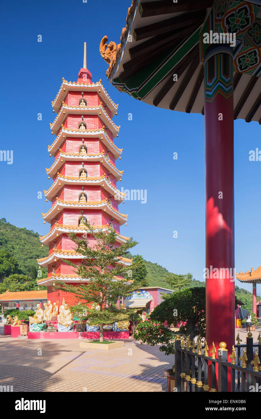 Pagode am Zehntausend Buddhas Kloster, Shatin, neue Territorien, Hong Kong, China, Asien Stockfoto