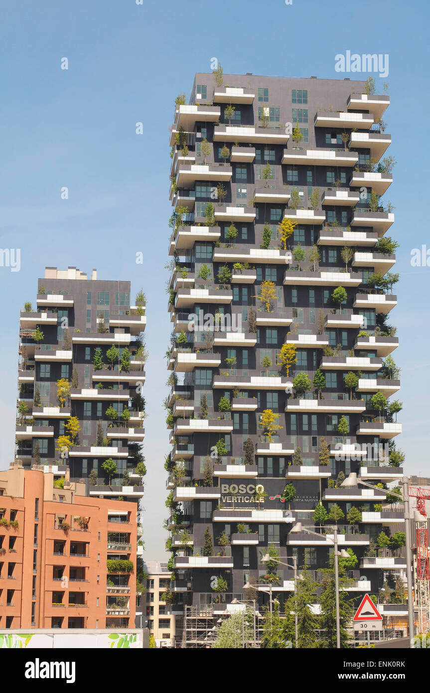 Italien, Lombardei, Mailand, den vertikalen Garten Bau Stockfoto