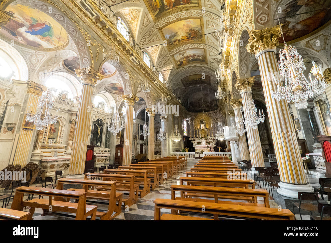Die barocke Kirche von San Giacomo, Santa Margherita Ligure, Genova (Genua), Ligurien, Italien, Europa Stockfoto