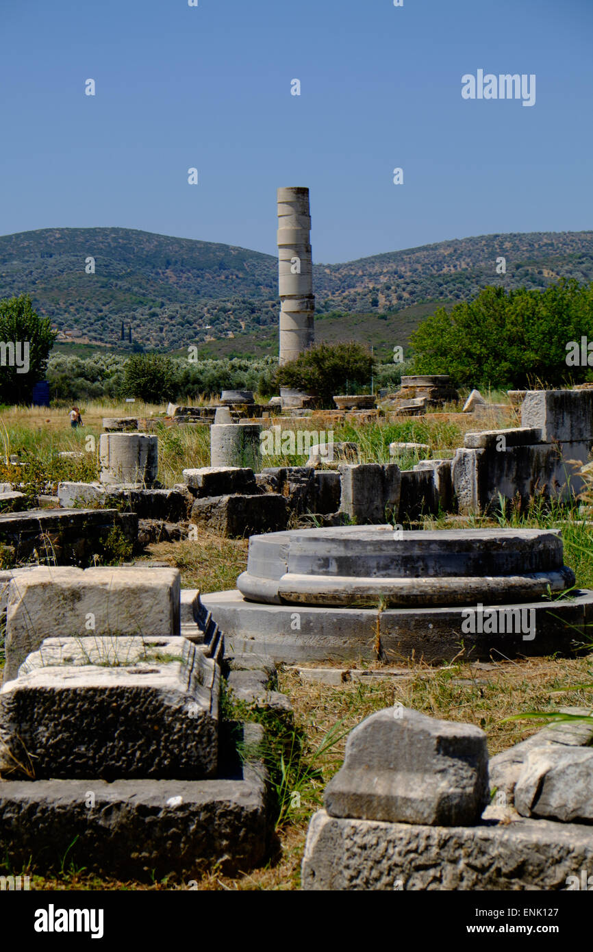 Der Tempel der Hera, Heraion von Samos, UNESCO-Weltkulturerbe, Samos, North Aegean Islands, griechische Inseln, Griechenland, Europa Stockfoto