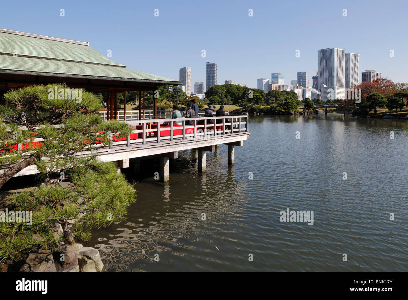 Nakajima Teehaus, Hamarikyu Gärten, Chuo, Tokyo, Japan, Asien Stockfoto