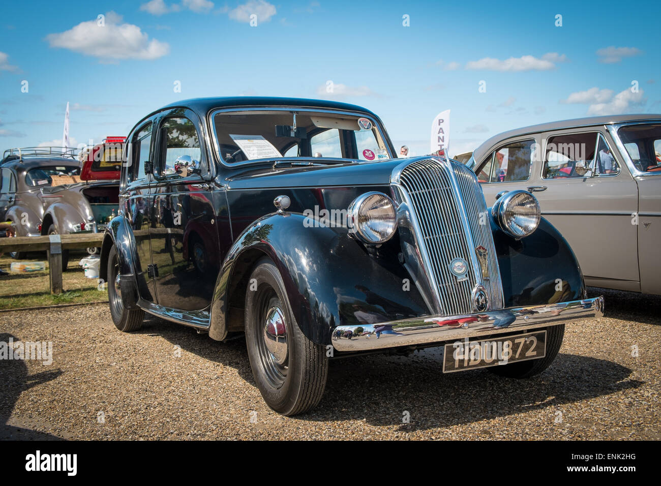 WINDSOR, BERKSHIRE, UK - 3. August 2014: Schwarz Austin 14 Show an einem Classic Car Show im August 2013. Stockfoto