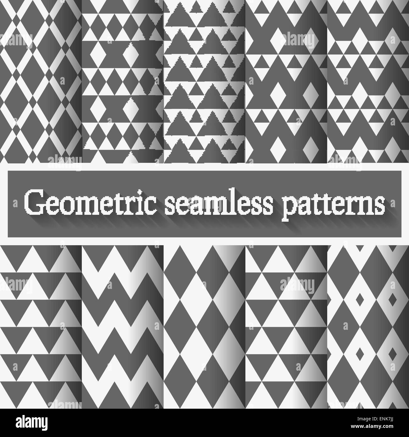 Monochrome geometrische Musterdesigns Set - Vektor-illustration Stock Vektor