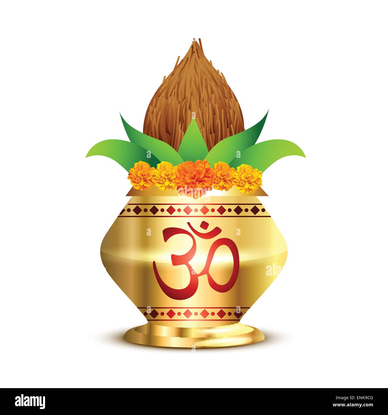 Pooja Kalash mit Om-symbol Stock Vektor