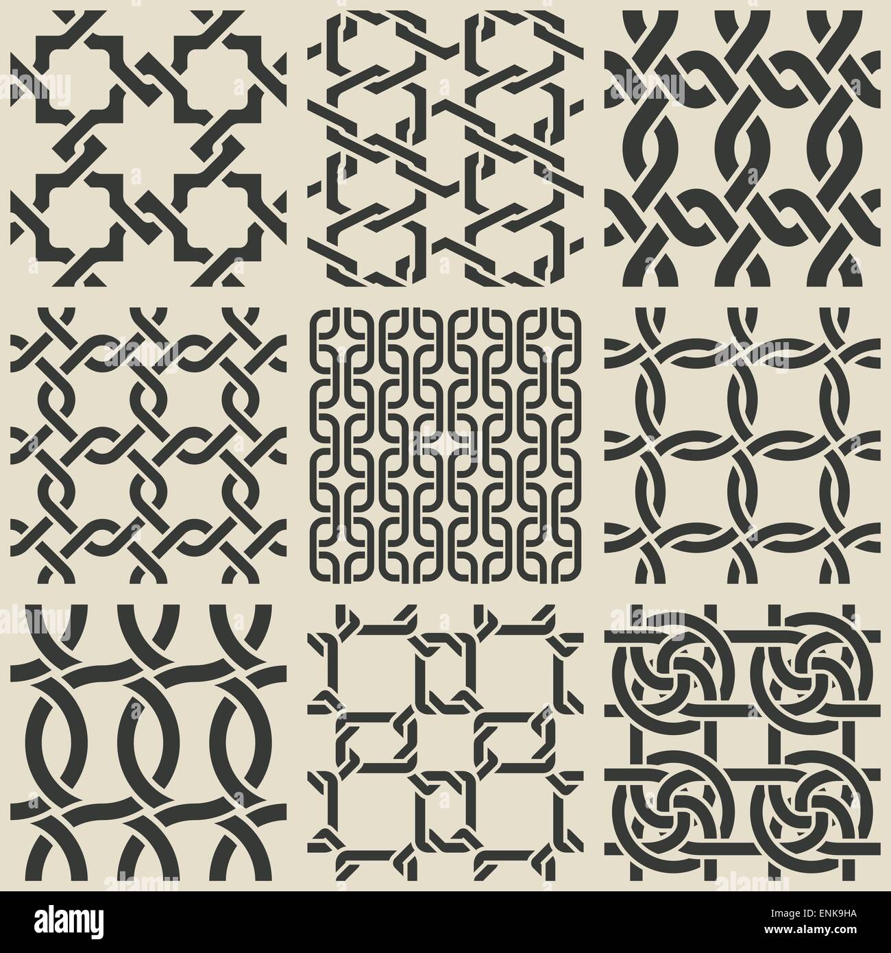 Satz von monochrome geometrische nahtlose Muster Stock Vektor