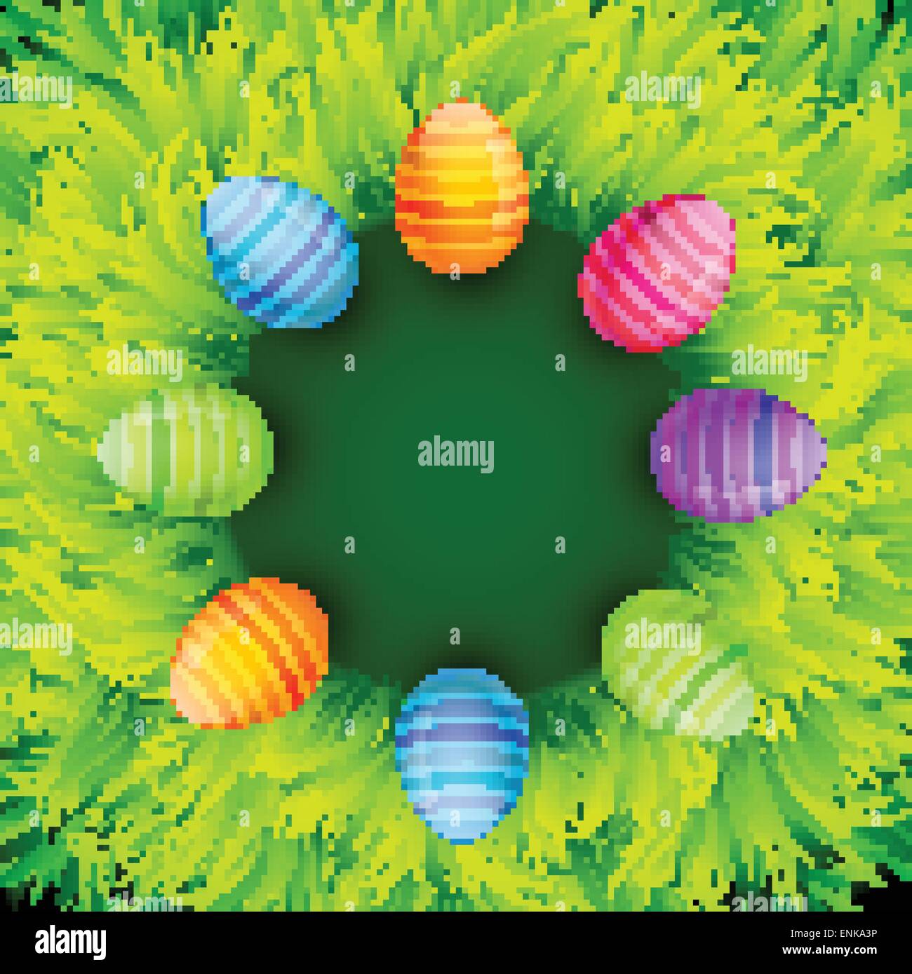 Vektor-Ostern bunte Eiern auf dem Rasen platziert Stock Vektor