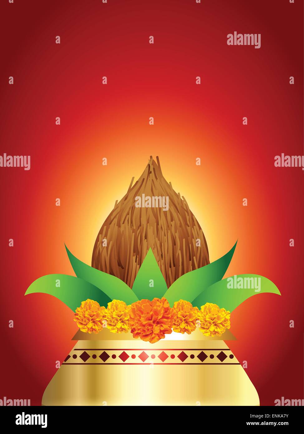 Pooja Kalash Design Vektorgrafik Stock Vektor
