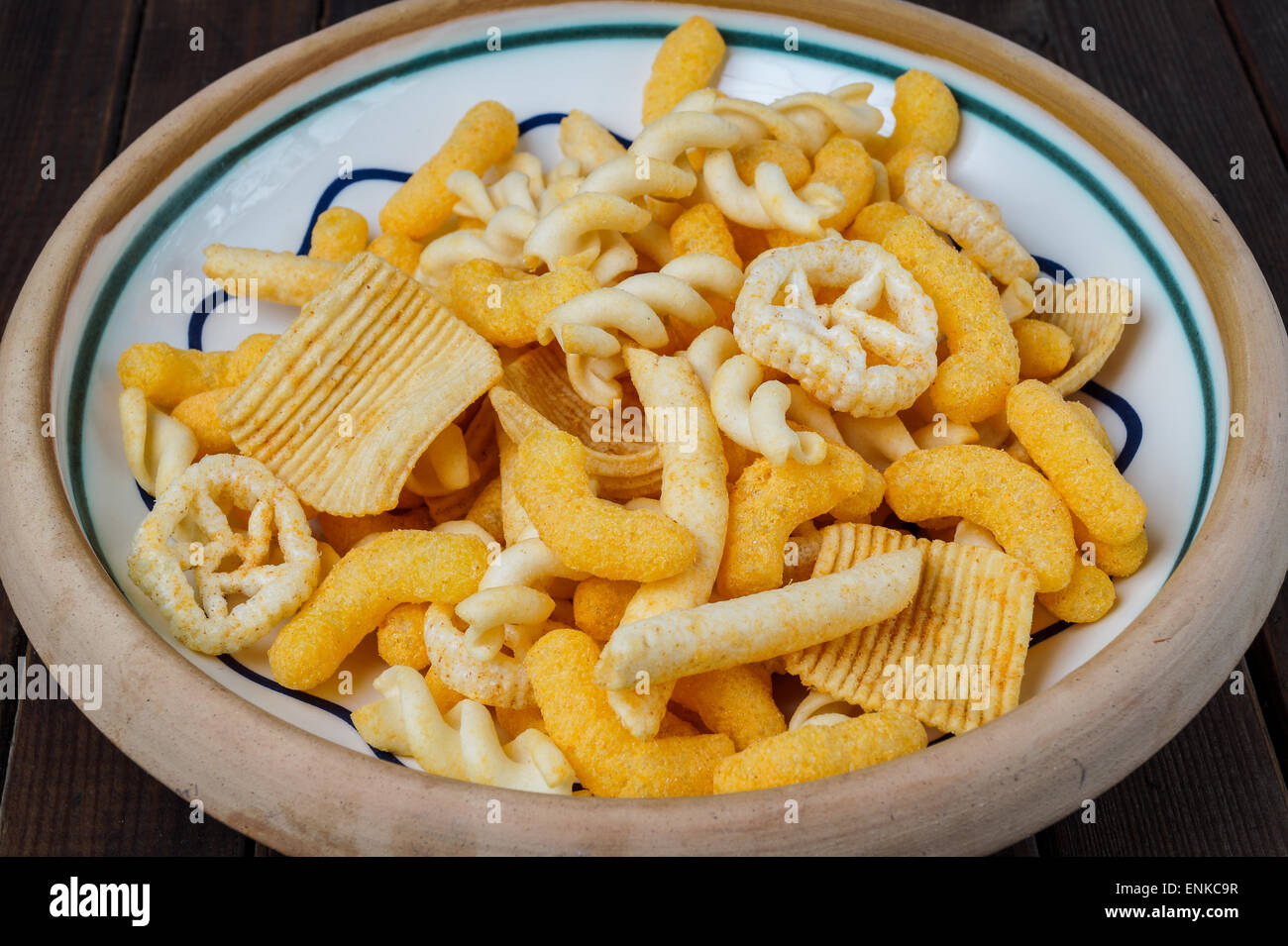 Stapel mit einer salzigen snacks Stockfoto