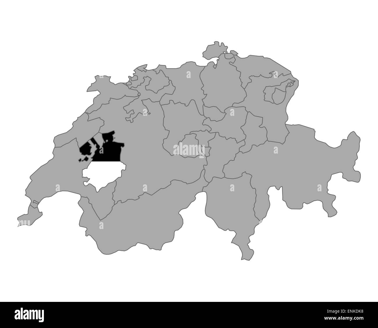 Karte der Schweiz mit Flagge von Freiburg Stockfotografie Alamy