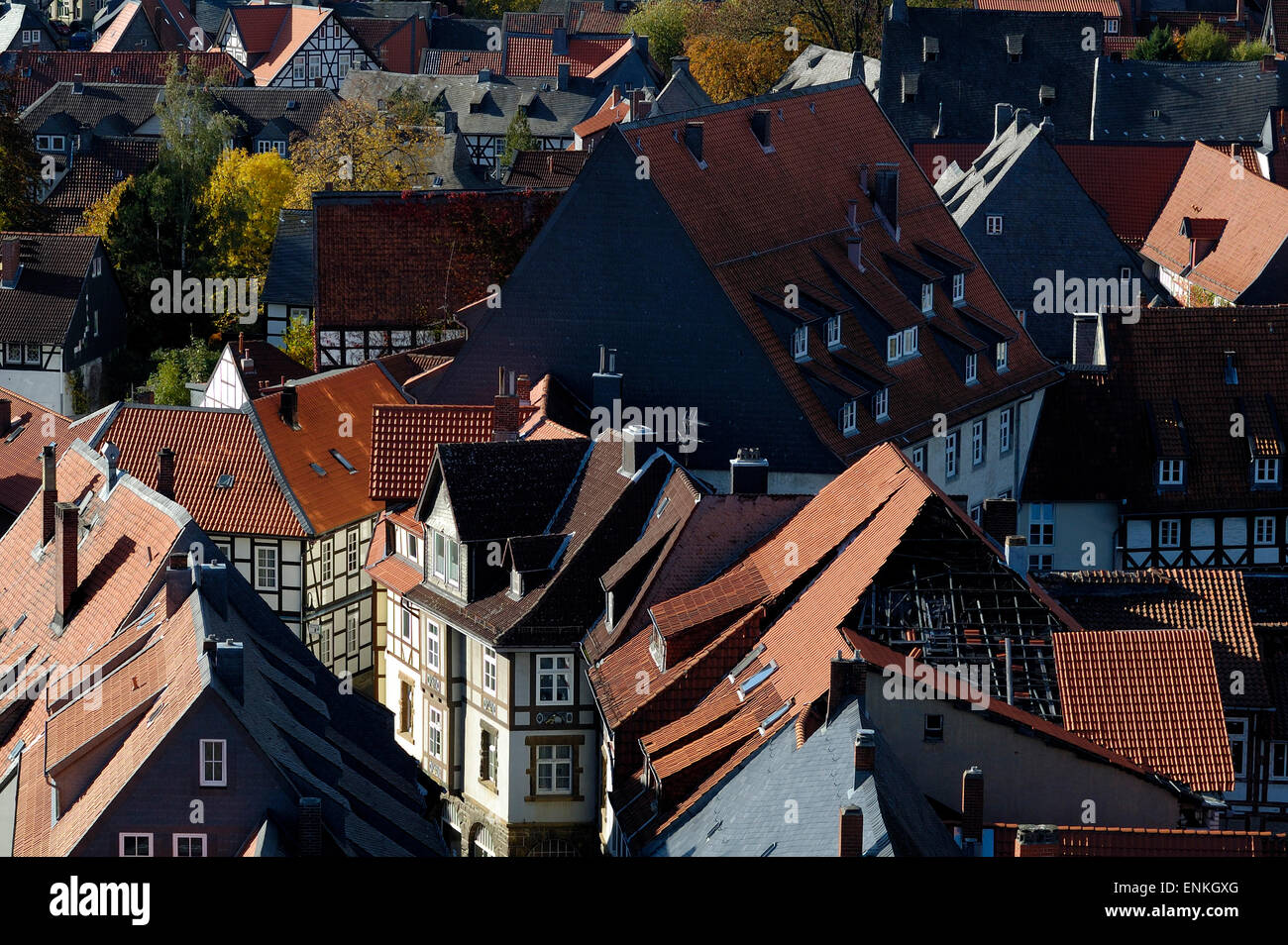 Goslarer Altstadt, UNESCO-Welterbestätte Dächer der Altstadt Vom Turm der Marktkirche Stockfoto
