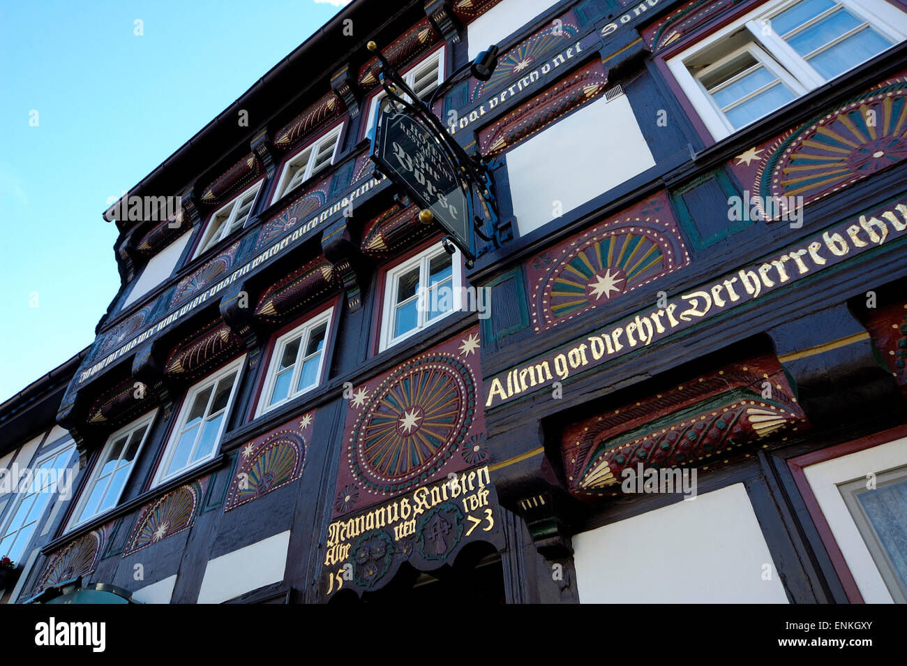 Goslarer Altstadt, UNESCO-Welterbestätte Verziertes Fachwerkhaus in der Altstadt Stockfoto