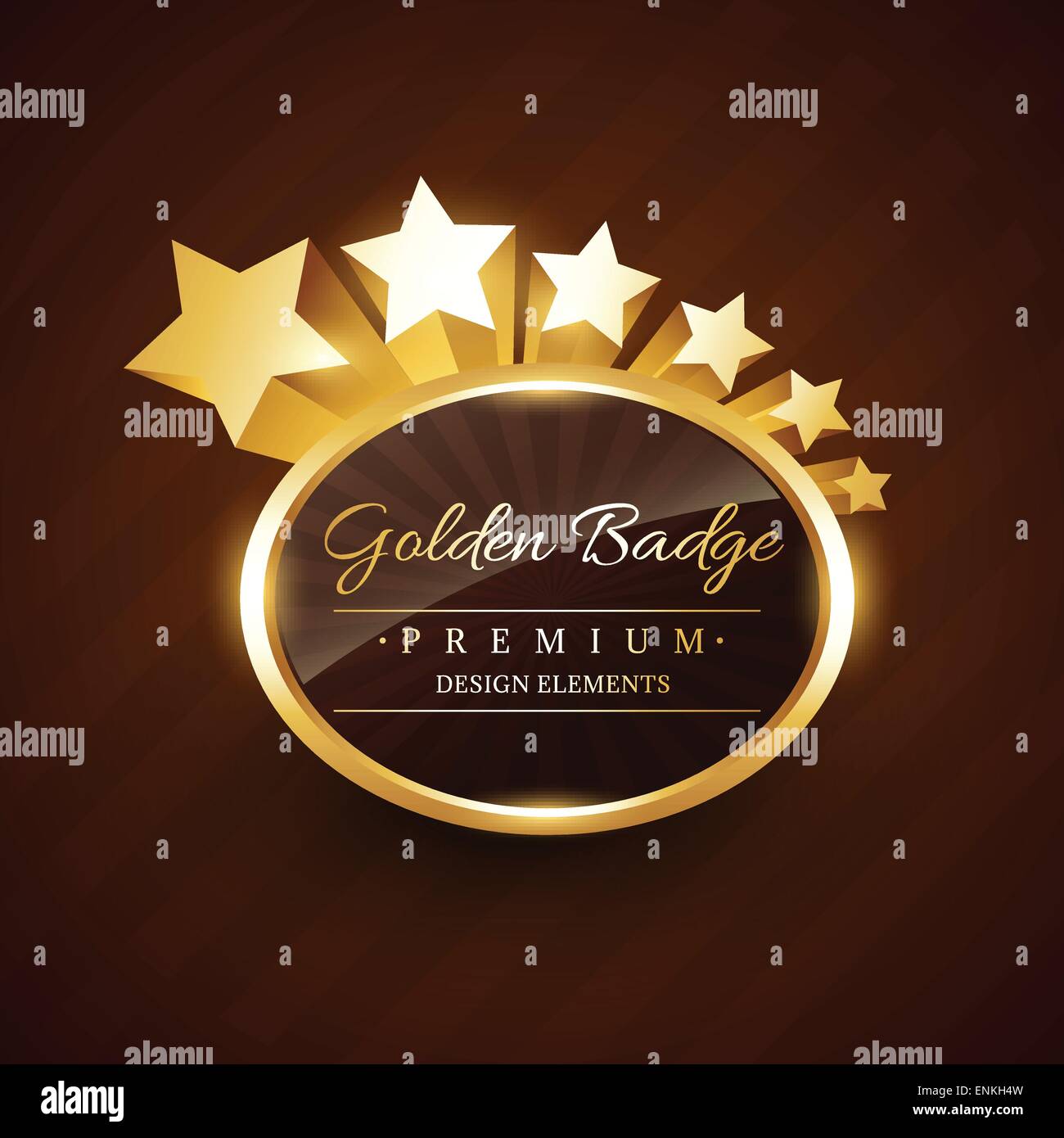 goldene Abzeichen Premiumlabel mit Sternen fließt Vektor-design Stock Vektor